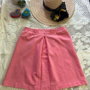 Vintage Catalina Pink A-Line Skirt - 70s Retro High Waist Box Pleat - Size 10